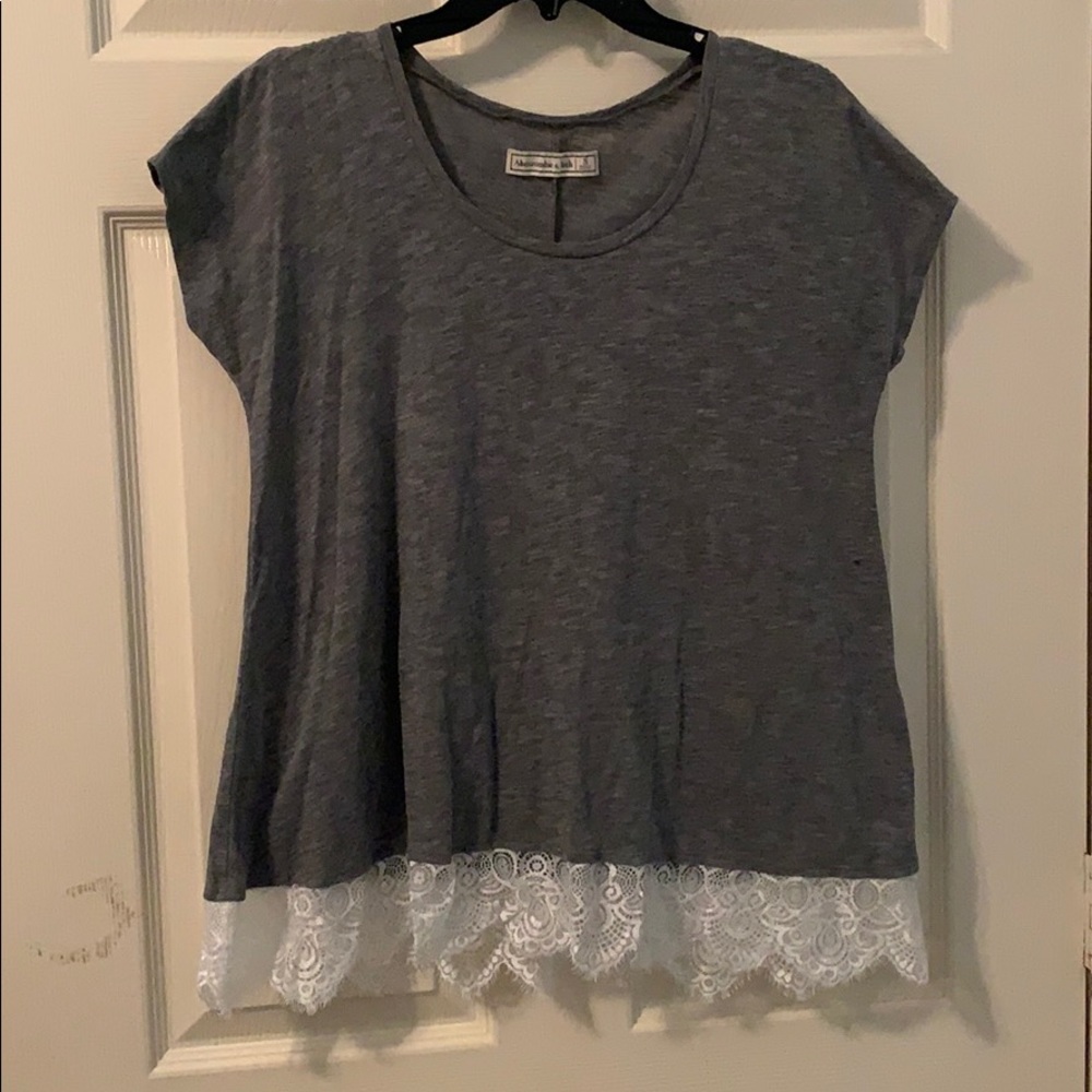 Abercrombie and Fitch Gray Lace-Bottom Top